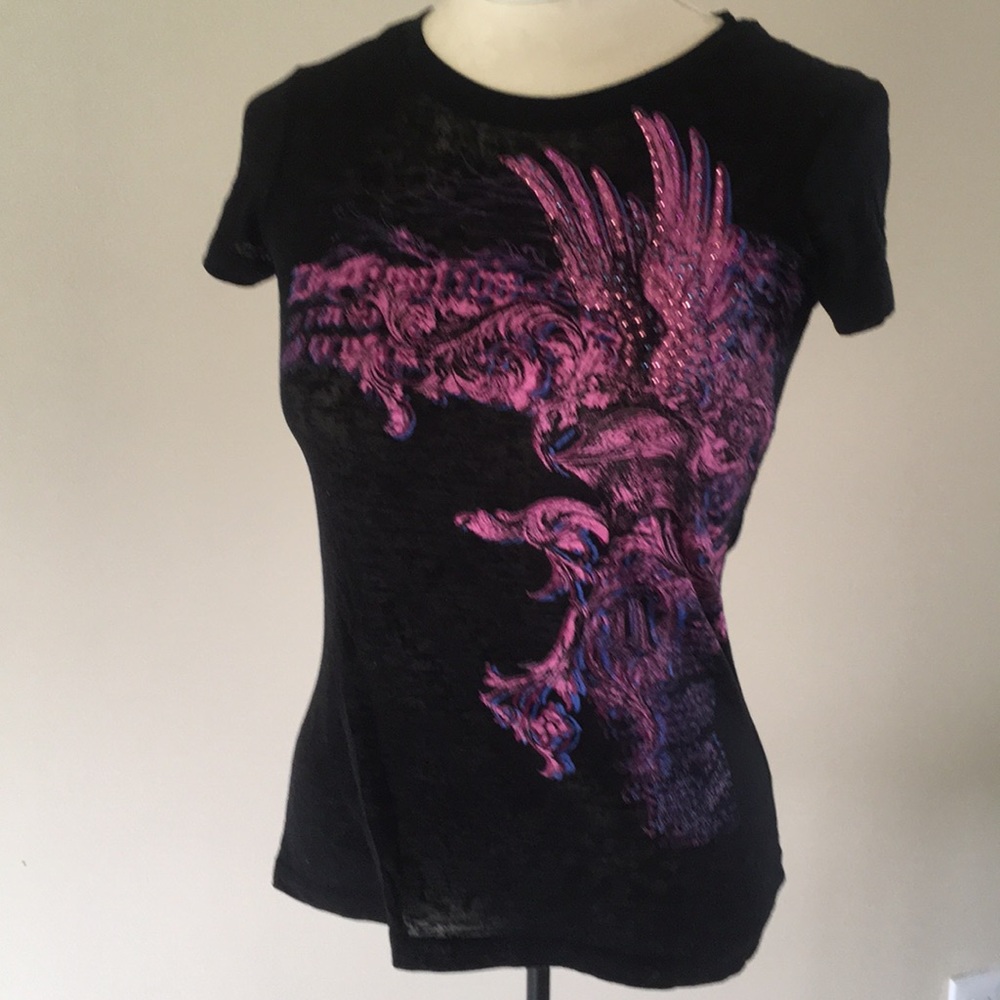 Express beaded/graphic tee XS